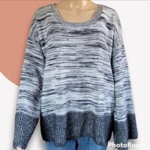 NWT STYLE&CO Holiday Muse Black Combo Wide Sleeve Knit XL Boxy Sweater Comfy